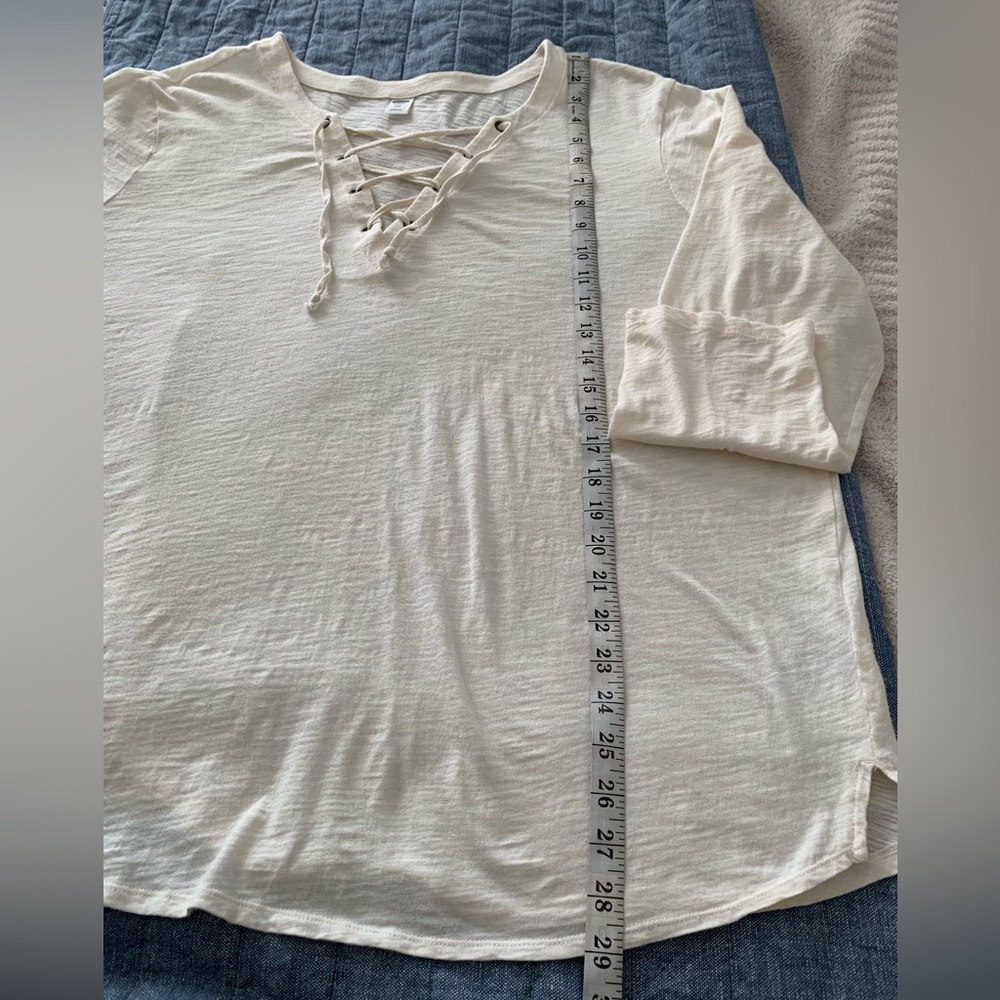 Old Navy Cream Lace-Up Tunic Top - Picture 5 of 6